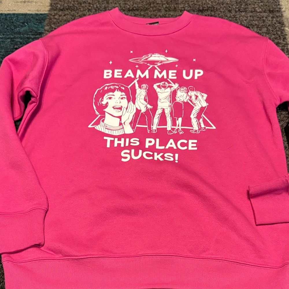 No Boundaries Stranger Things Bright Pink Sweatshirt